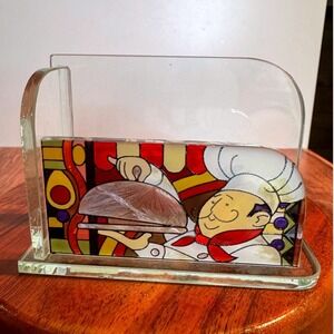 Glass Art Chef Business Card Holder Joan Baker Designs